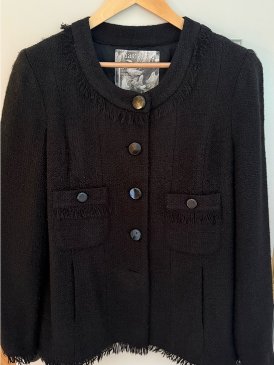 mac & jac Jackets & Blazers - mac & jac Black Fringe-Trim Button Jacket